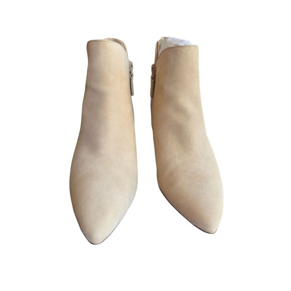 Cole Haan Beige Suede Block Heel Ankle Boots Size 7B - Picture 1 of 6